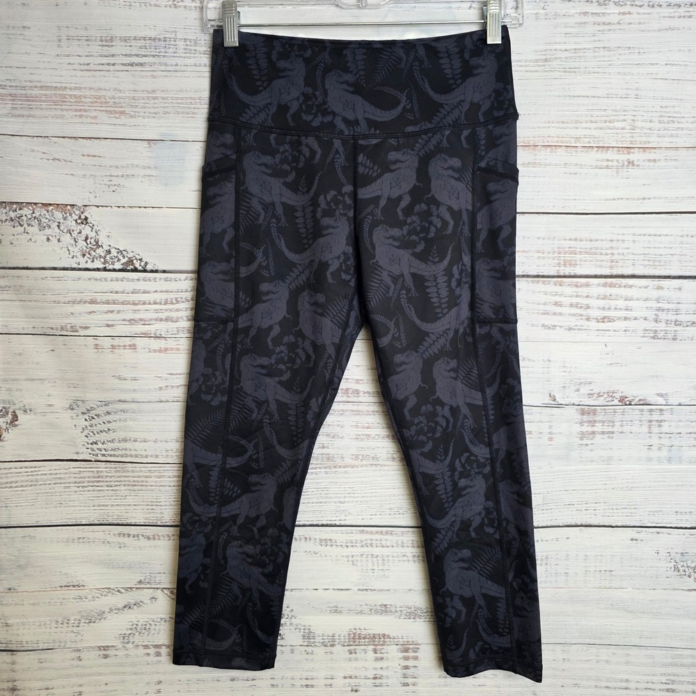 Constantly Varied Gear CVG T-Flex Dino Print High Rise Leggings Small Black Grey